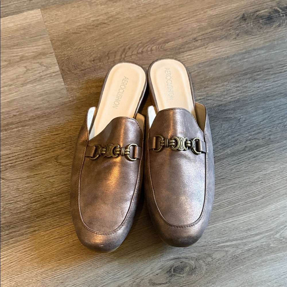 Bronze Slip-On Loafers with Buckle Detail